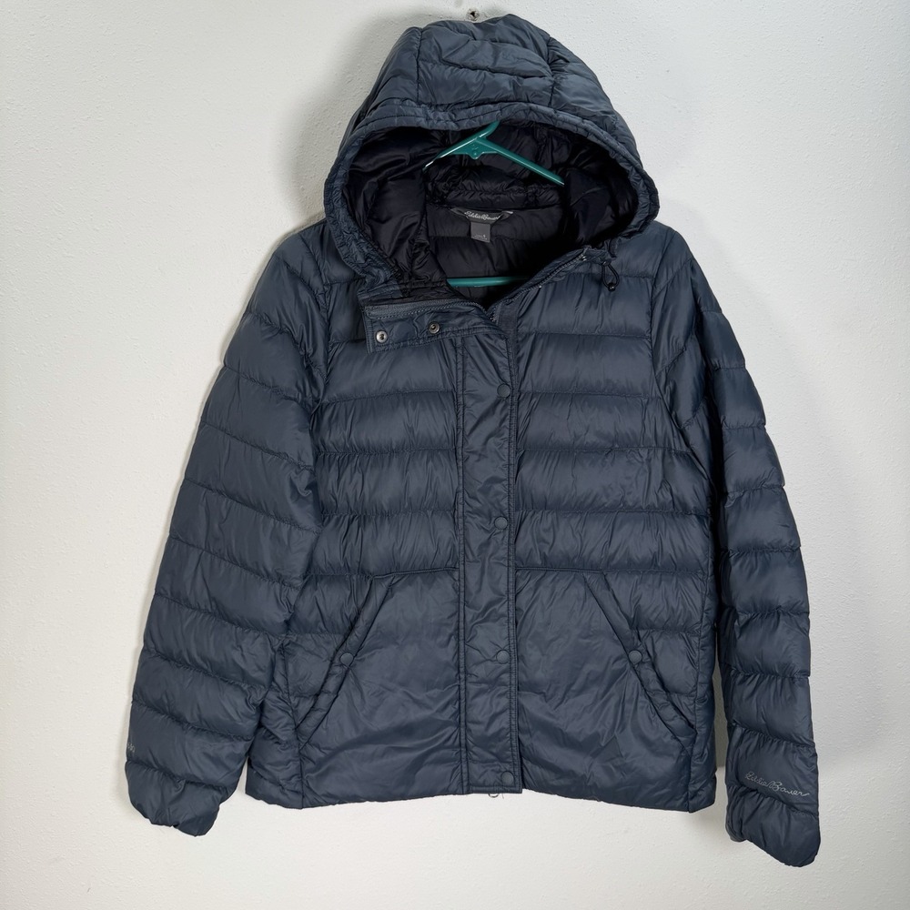 Eddie Bauer Down Puffer Jacket Womens Sz S Hooded 650 Fill Outdoors Winter Fall